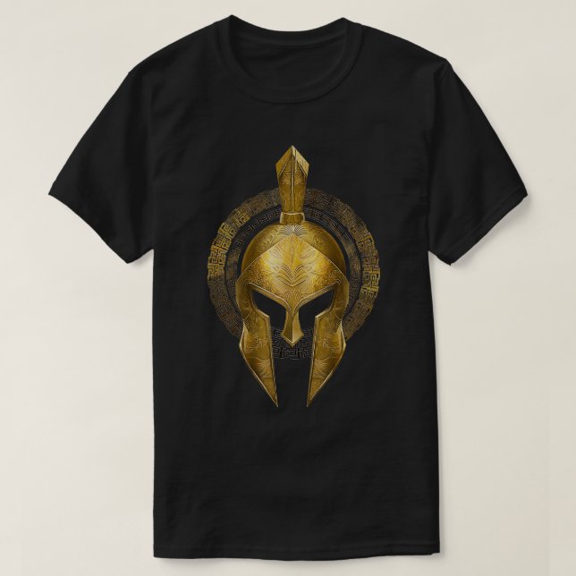 Spartan Helmet Warrior Gold Gladiator Sparta Greek T-Shirt (Design Front)