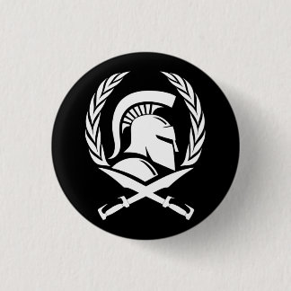 Spartan Helmet Wreath and Sword 3 Cm Round Badge