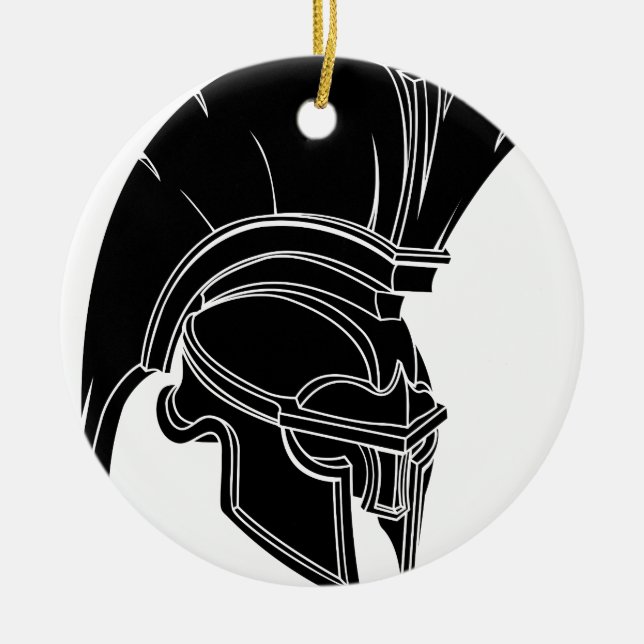 Spartan or trojan helmet ceramic tree decoration (Front)