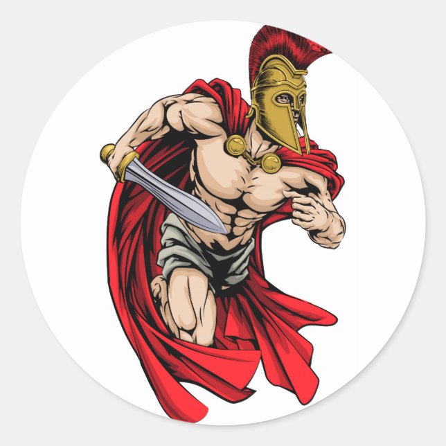 Spartan sports mascot classic round sticker (Front)
