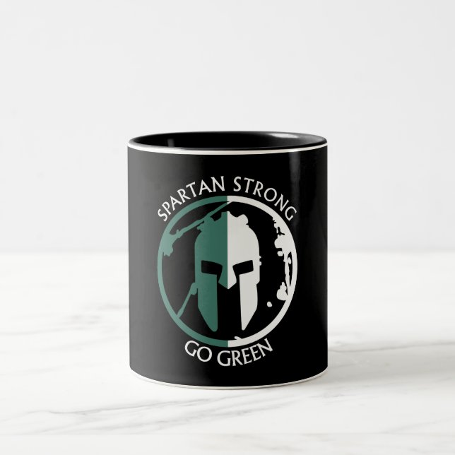 Spartan Strong Go Green spartan warrior Two-Tone Coffee Mug (Center)