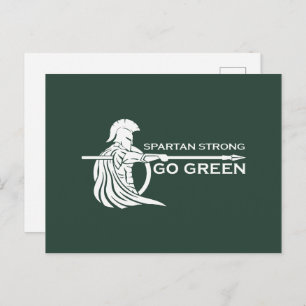 Spartan Strong Go Green Spartan Warriors Postcard