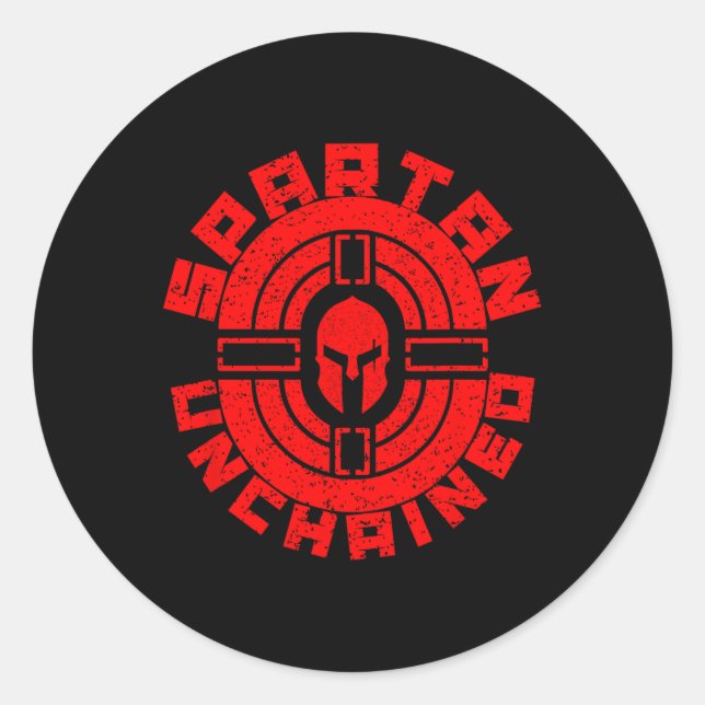 Spartan Unchained Bodybuilding Warrior Race Gym  Classic Round Sticker (Front)