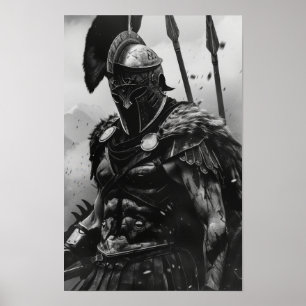 Spartan Warrior in Black and White Armour Poster
