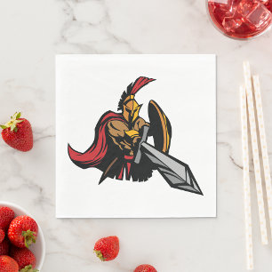 Spartan Warrior Mascot Bold Red and Gold Napkin