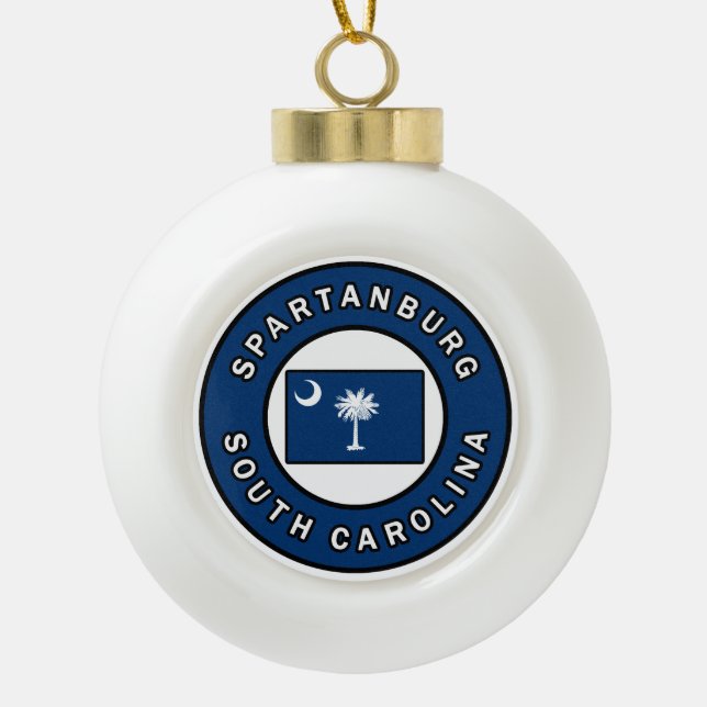 Spartanburg South Carolina Ceramic Ball Christmas Ornament (Front)