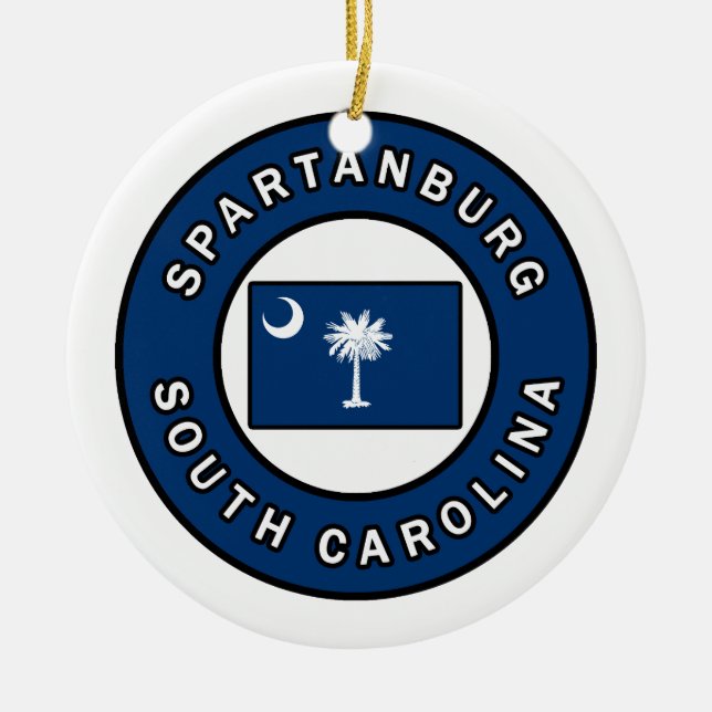 Spartanburg South Carolina Ceramic Tree Decoration (Front)