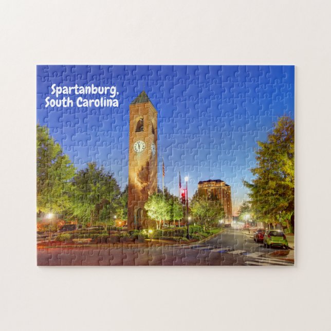 Spartanburg, South Carolina Clock Tower Jigsaw Puzzle (Horizontal)