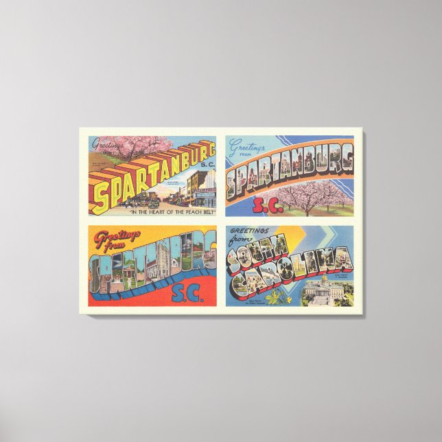 Spartanburg South Carolina Vintage Postcard Canvas Print (Front)