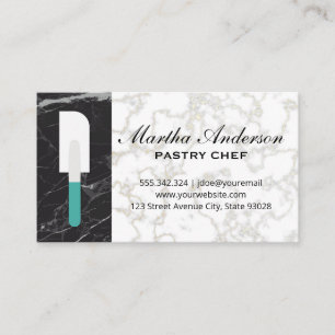 Spatula Gold White Marble Black Marble Business Card