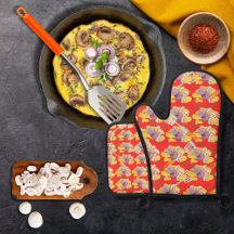 Spatulas and scrambled eggs red