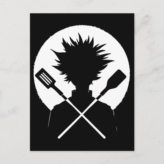 Spatulas Funny Cooking Wild Chef Announcement Postcard (Front)