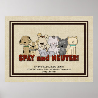 Spay and Neuter Your Pets Advertising Custom Poster