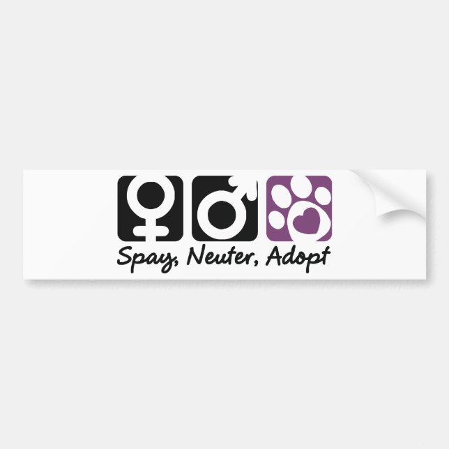Spay, Neuter, Adopt Bumper Sticker (Front)