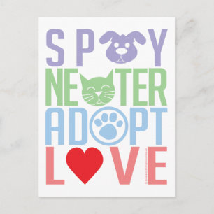 Spay Neuter Adopt Love 2 Postcard