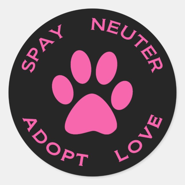 Spay Neuter Adopt Love Classic Round Sticker (Front)