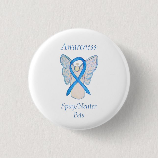 Spay/Neuter Pets Awareness Angel Ribbon Art Pin (Front)