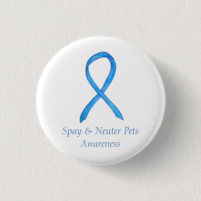 Spay/Neuter Pets Awareness Custom Ribbon Art Pin (Front)