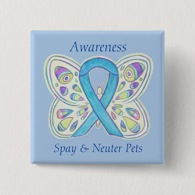 Spay/Neuter Pets Awareness Ribbon Butterfly Pin (Front)