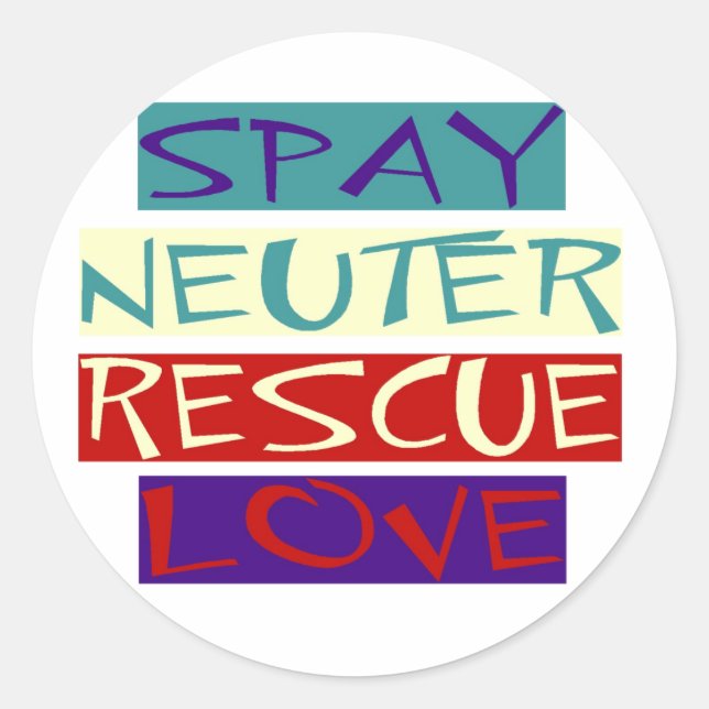 Spay Neuter Rescue Love Classic Round Sticker (Front)