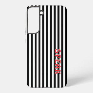 Speak Black White Stripes RedSamsung Phone Case