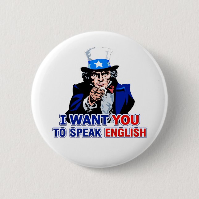 Speak English 6 Cm Round Badge (Front)
