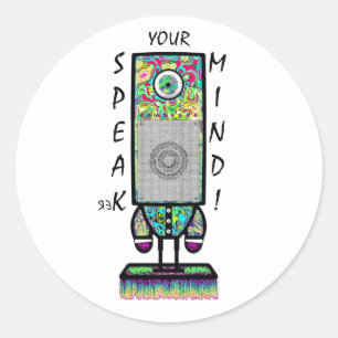 Speak-er Your Mind Funny Cyclops Speaker Pun Classic Round Sticker