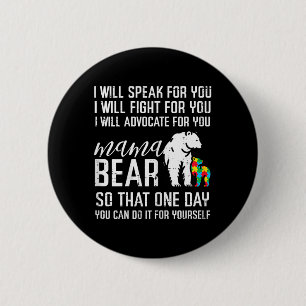 Speak Fight Advocate Mama Bear Autism Aware Mum 6 Cm Round Badge
