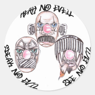 speak hear see no evil classic round sticker