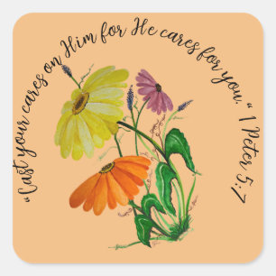 Speak Jesus Multicolored Daisies Square Sticker