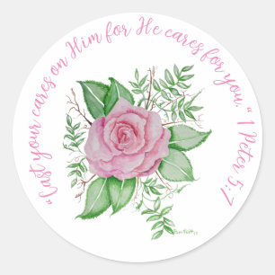 Speak Jesus PInk Rose Classic Round Sticker