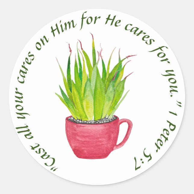 Speak Jesus Succulents Classic Round Sticker (Front)