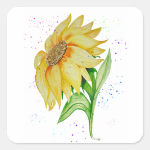 Speak Jesus Sunflower  Square Sticker