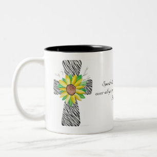 Speak Jesus Zebra Print Cross Two-Tone Coffee Mug