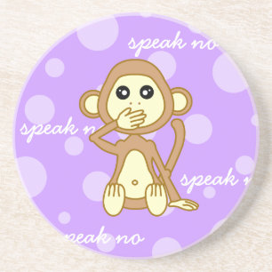 Speak No Evil - Cute Monkey Cartoon Coaster
