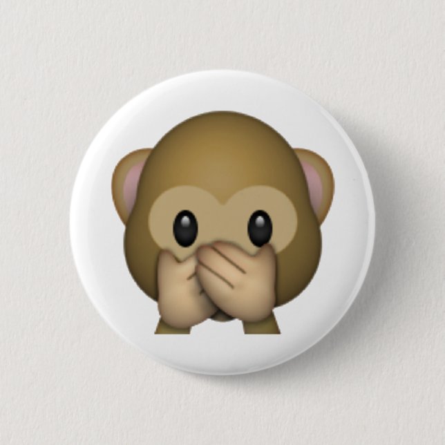 Speak No Evil Monkey - Emoji 6 Cm Round Badge (Front)