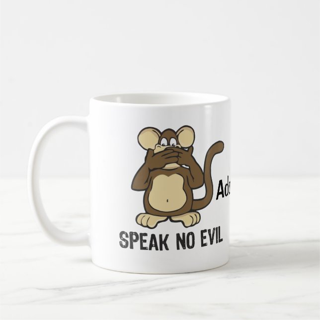 Speak No Evil Monkeys - Personalise Coffee Mug (Left)