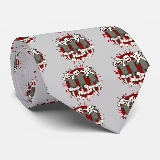 Speak No Evil Monkeys Tie (Rolled)