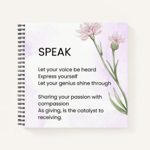 Speak - Self Love Empowerment Poem Notebook
