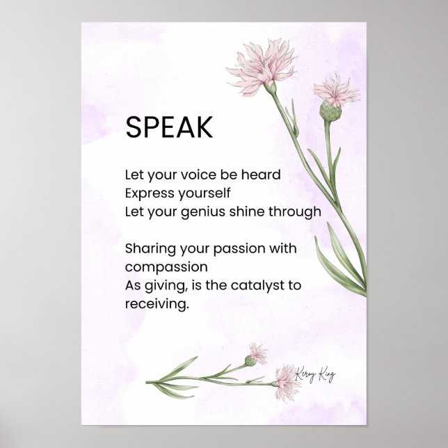 Speak - Self Love Empowerment Poem Poster (Front)