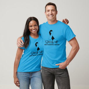 Speak Up About Domestic Violence. Black & White T-Shirt