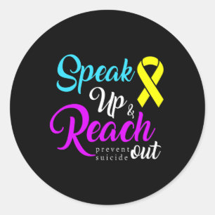 Speak Up And Reach Out Prevent Suicide Awareness Classic Round Sticker
