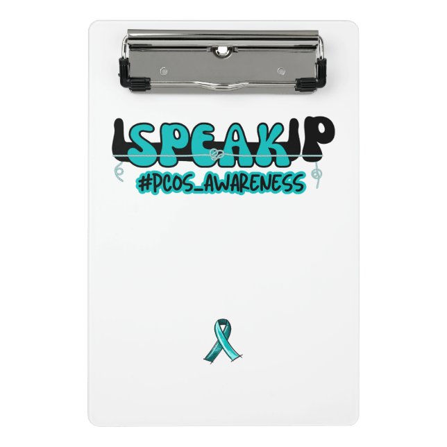 Speak Up PCOS Awareness Teal Ribbon Mini Clipboard (Front)