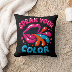 Speak Your Colour Bold Typography Art Cushion