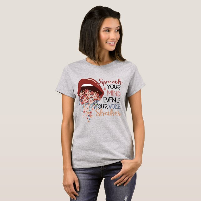 Speak Your Mind Floral Lips  T-Shirt (Front Full)