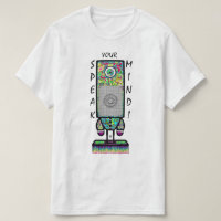 Speak your mind motto (colourful cyclops robot)