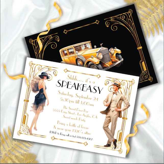 Speakeasy Flapper Great Gatsby Art Deco Party Invitation (Creator Uploaded)