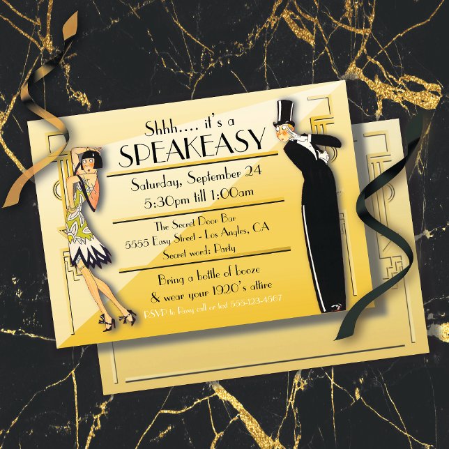 Speakeasy Flapper Great Gatsby Party Invitation (Creator Uploaded)