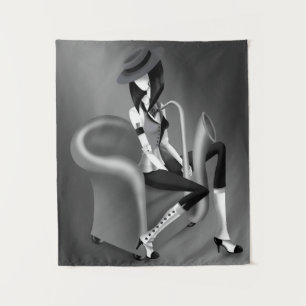 Speakeasy - grey Monochrome  Tapestry