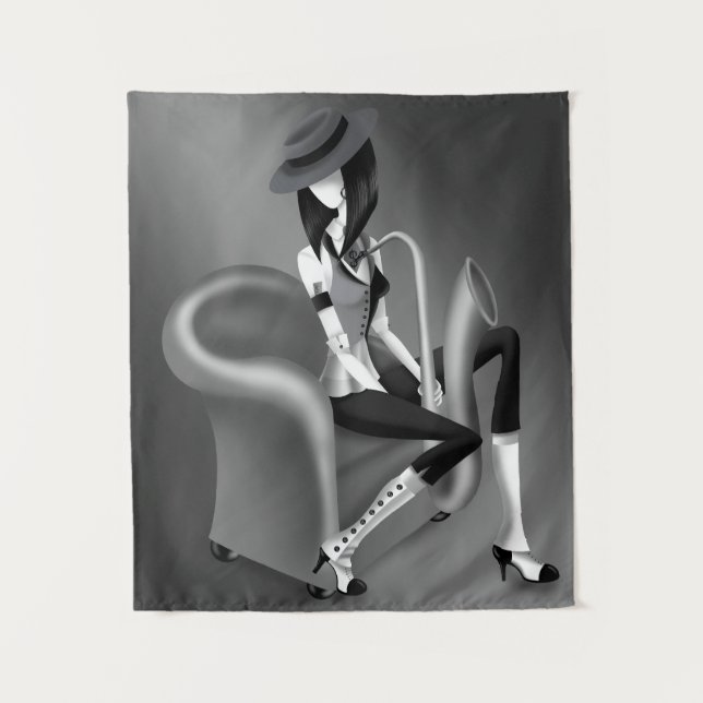 Speakeasy - grey Monochrome  Tapestry (Front)